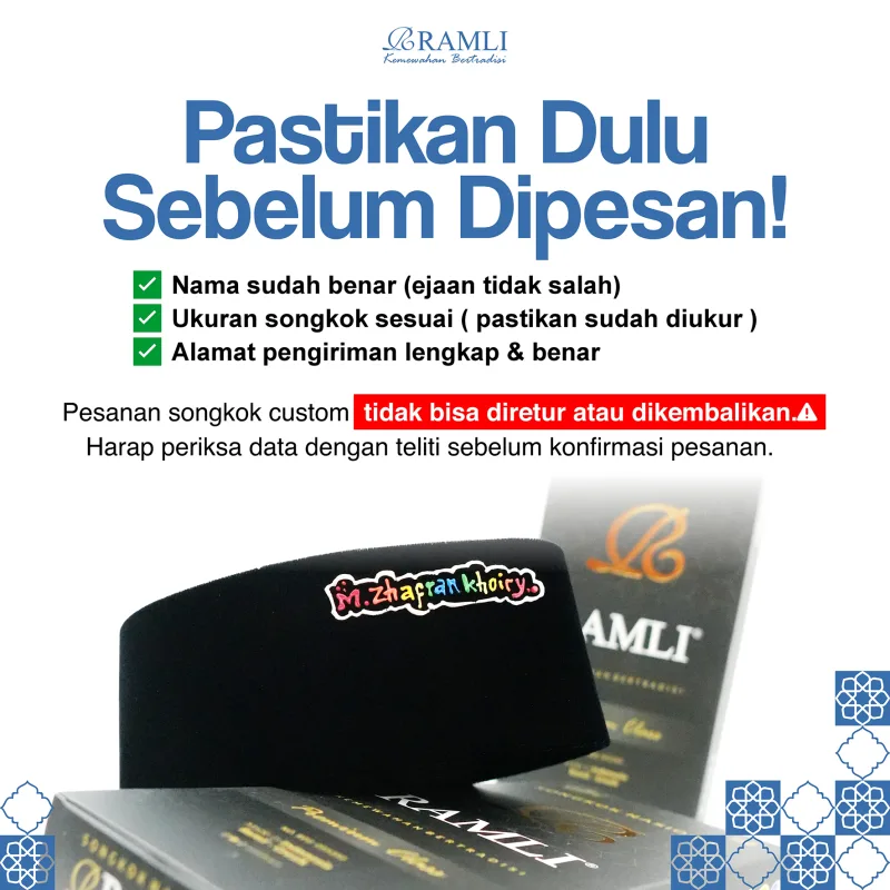 Ramli Songkok Lukis Custom Nama AC Tinggi 9 - 2