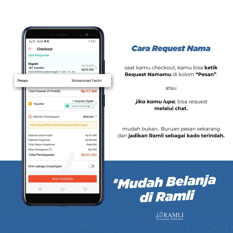 Ramli Songkok Lukis Custom Nama AC Tinggi 9 - 5