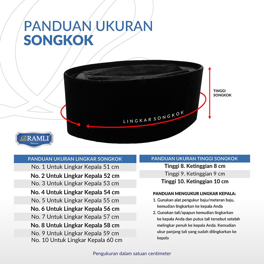 Panduan Ukuran Songkok RAMLI