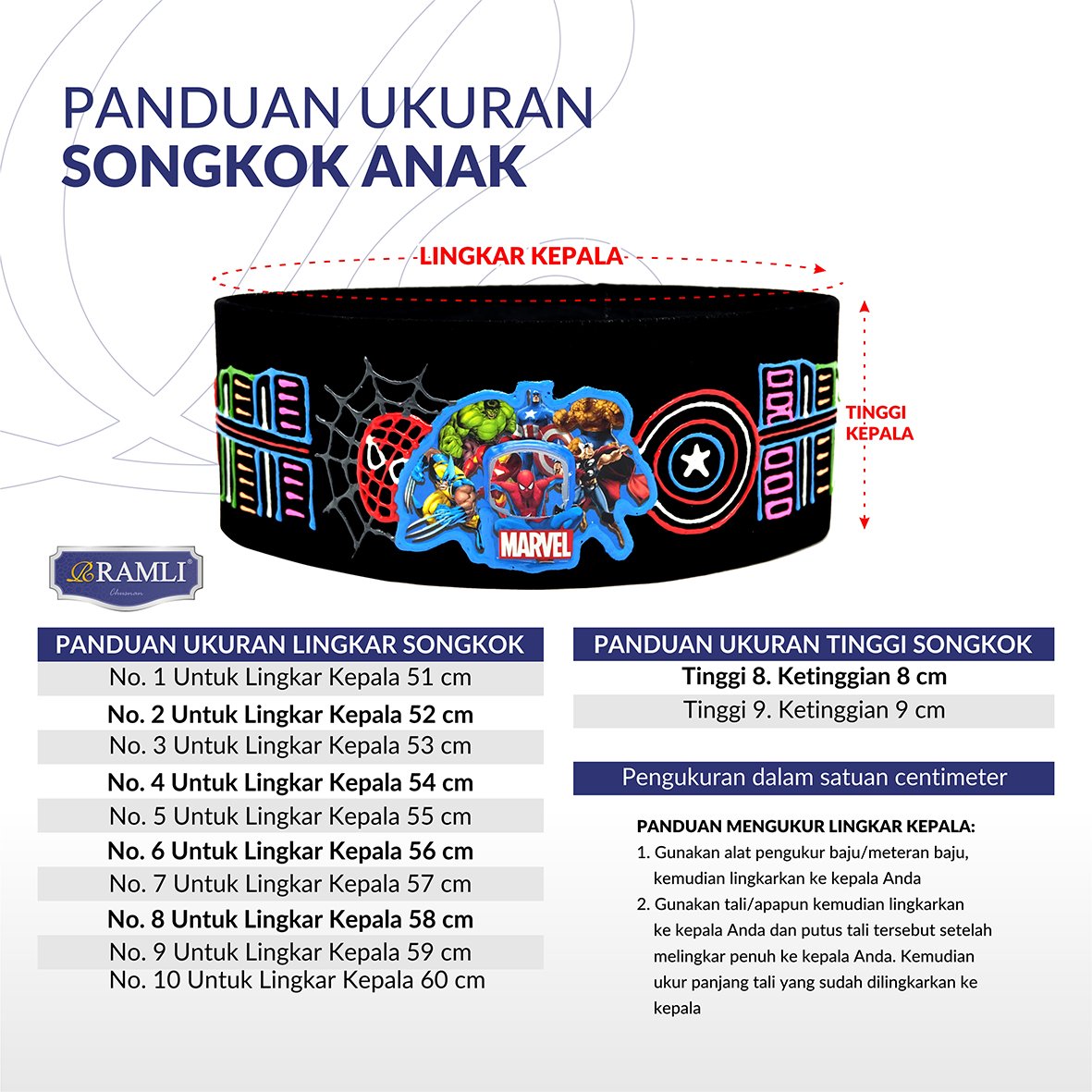 Panduan Ukuran Songkok RAMLI