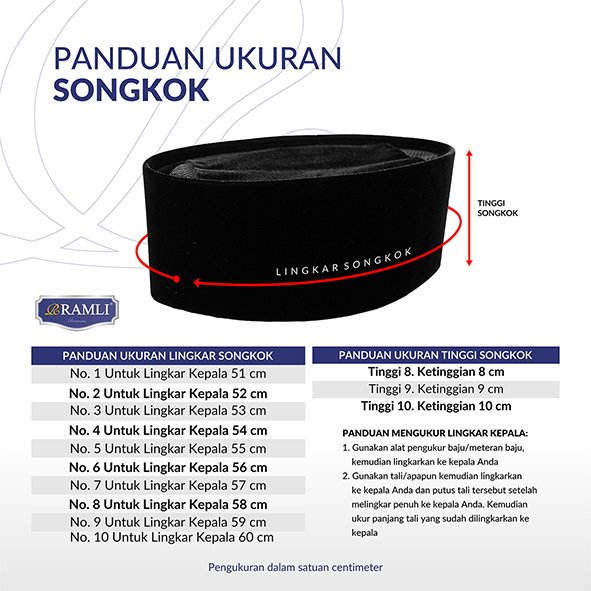 Panduan Ukuran Songkok RAMLI