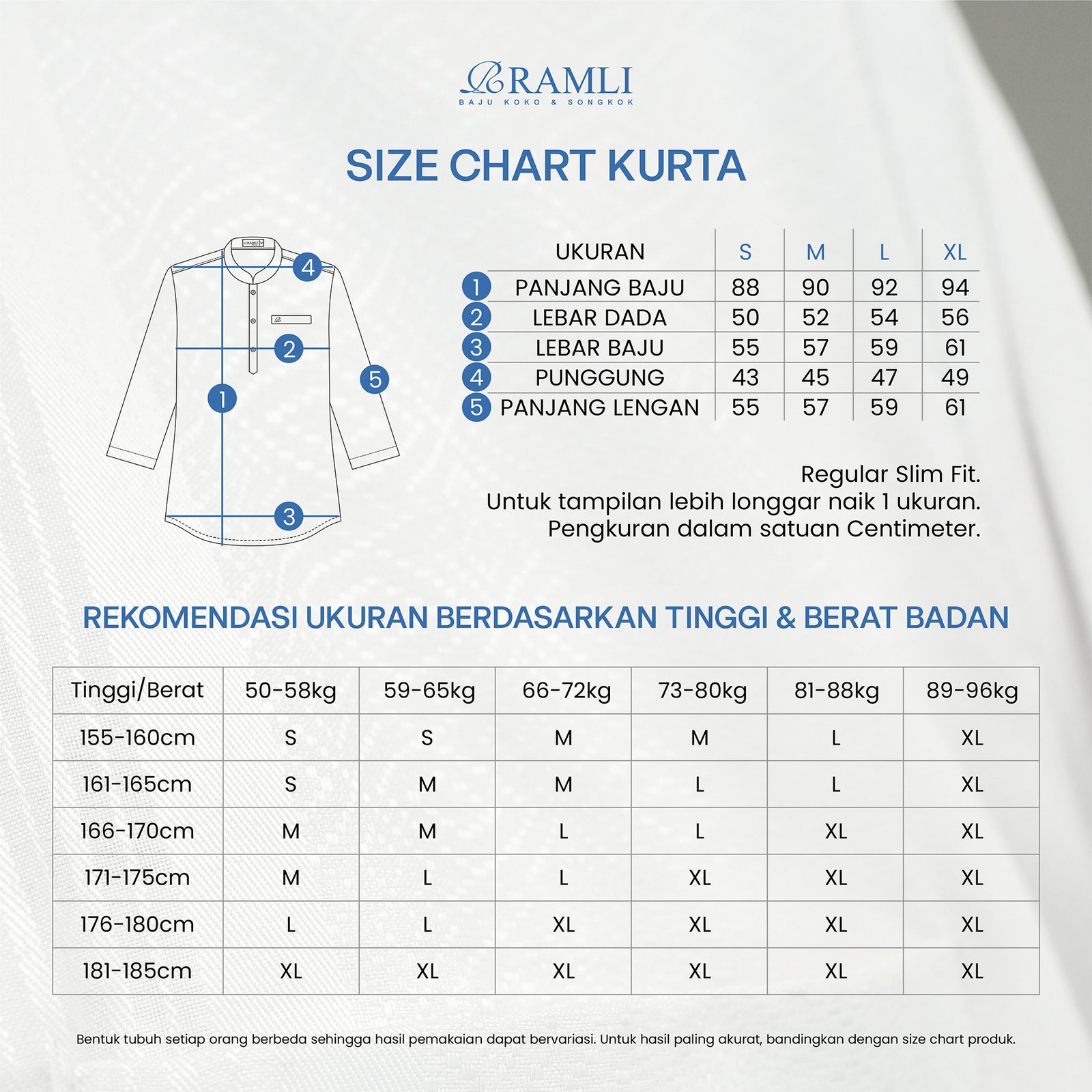 SIZE CHART KURTA